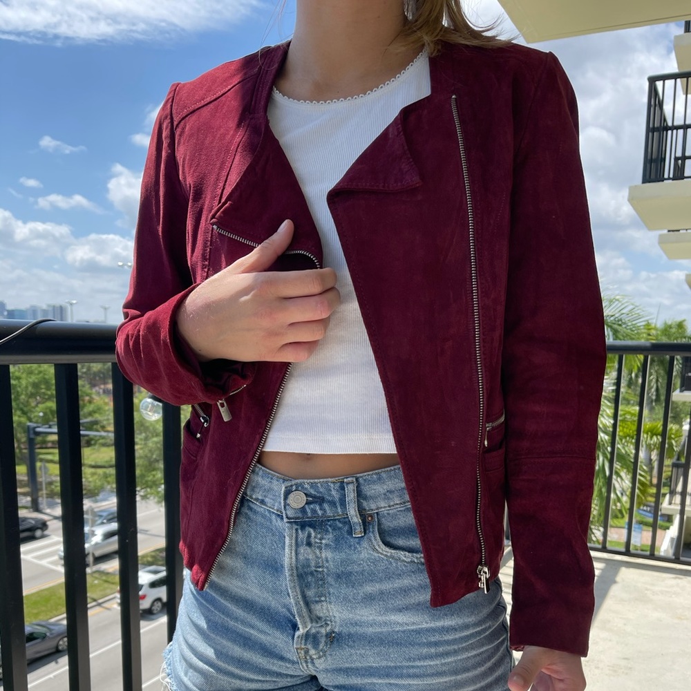 Suede burgundy jacket